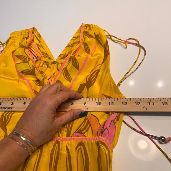 Tracy Reese Yellow Tropical Print Silk Maxi Dress Size 2 - Picture 7 of 8